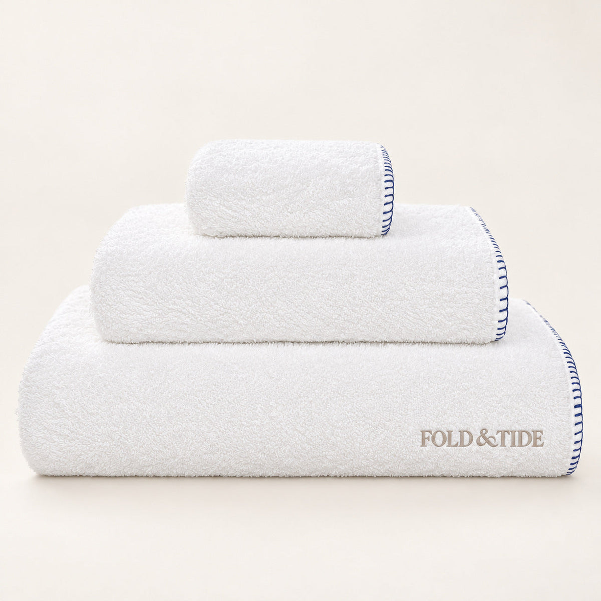 Fold & Tide — Whitby Towels — 15019 | White/French Blue