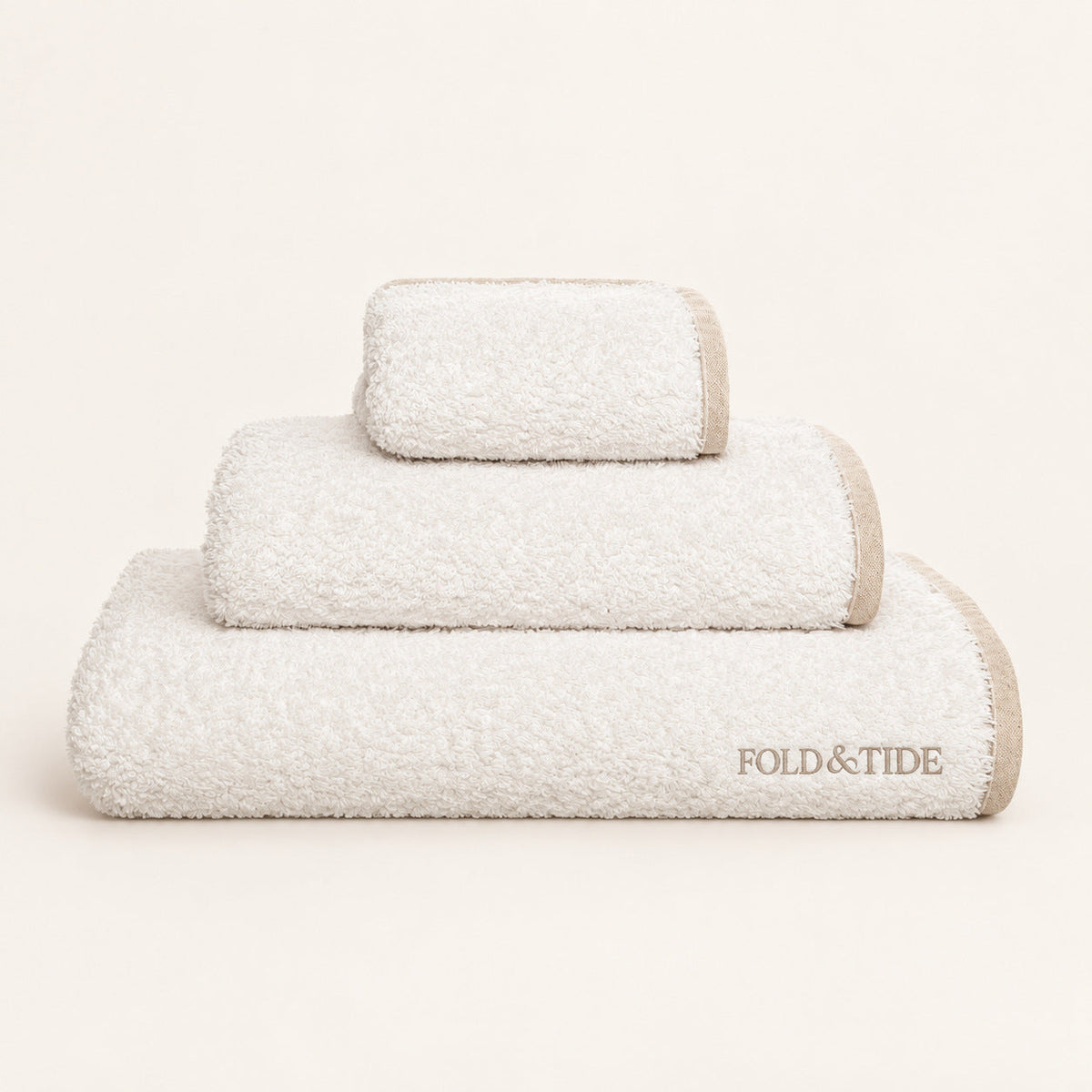 Fold & Tide — Linen Edge Towels — Snow