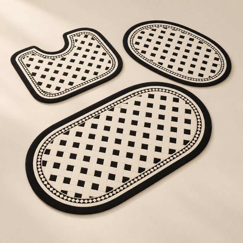 Check Bathroom Mat Set – Fold & Tide