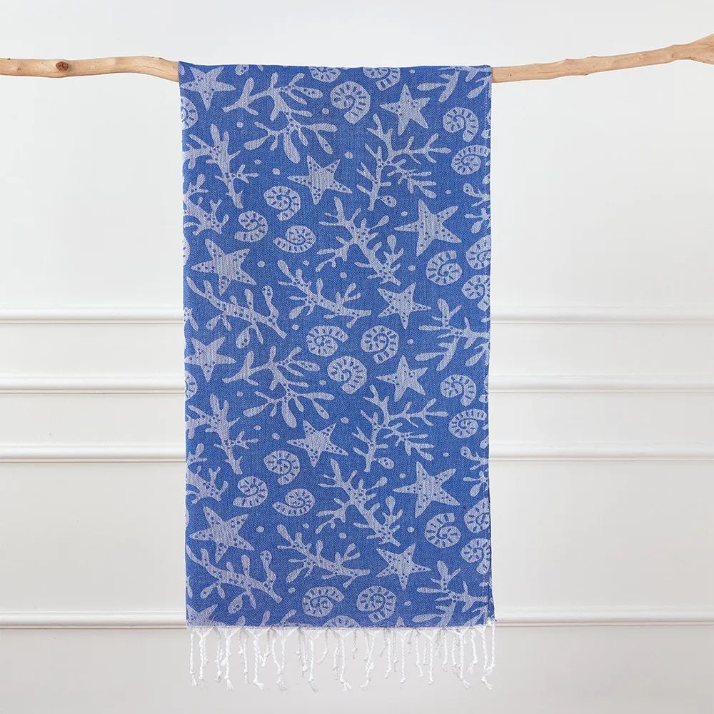 Pattern Hammam Towel — Blue Botanical