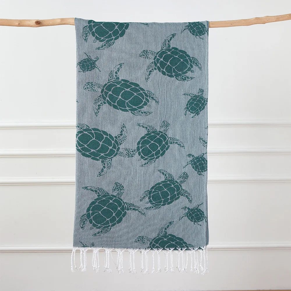 Pattern Hammam Towel — Teal Turtle