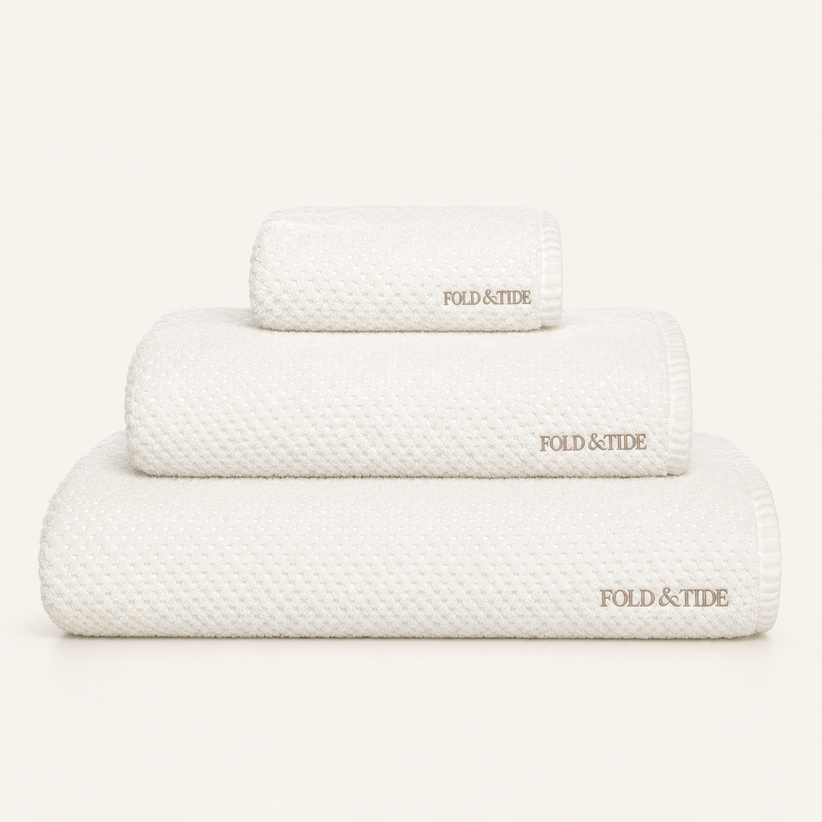 Fold & Tide Honeycomb Towels — Snow