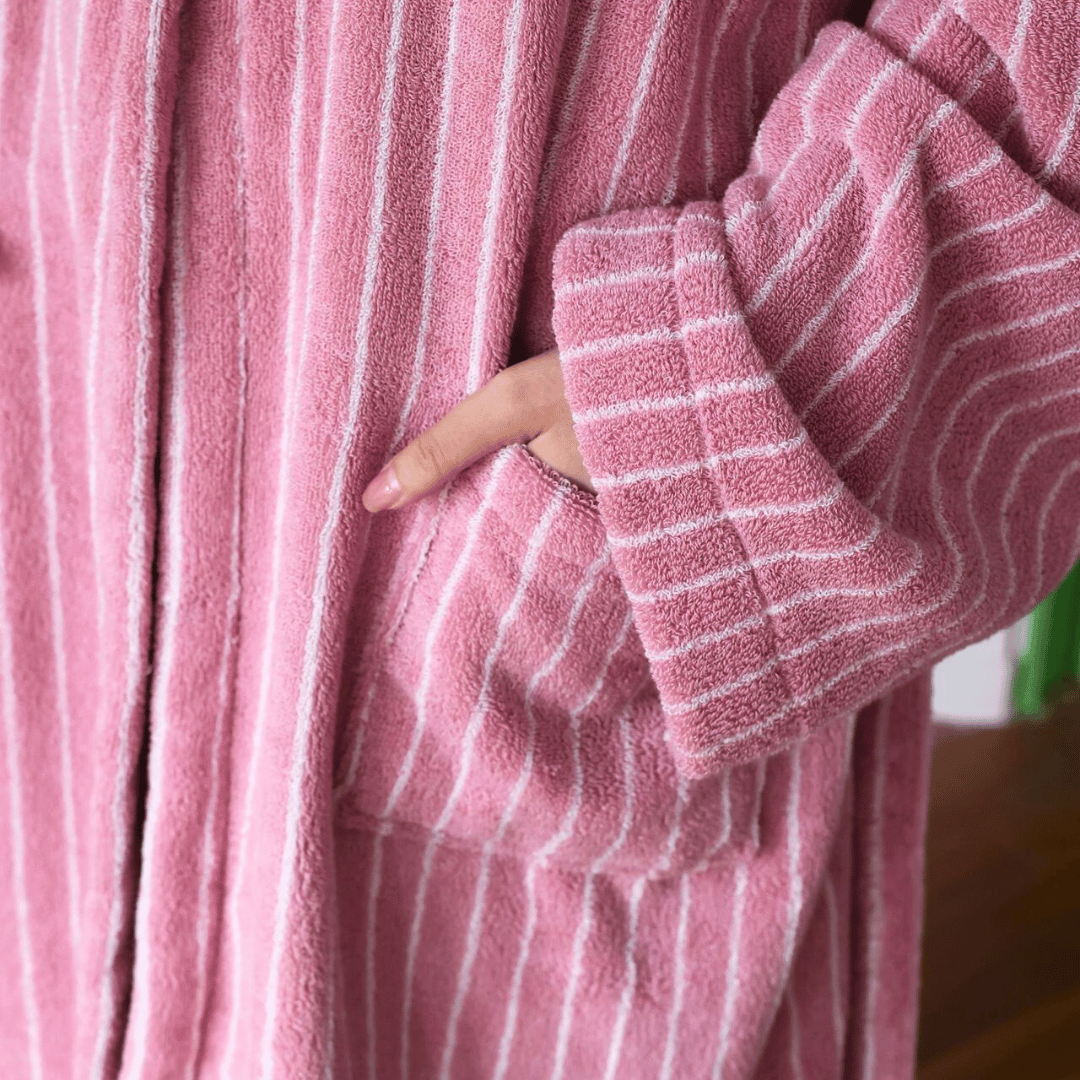 Pinstripe Hooded Robe — product photograph 5